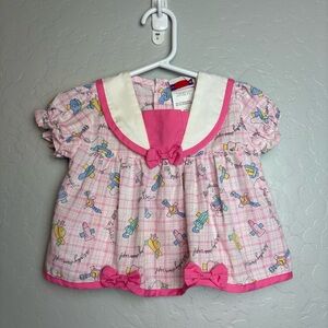 Cotton Candy vintage pink dress up print baby girls dress bloomers 0-6 months